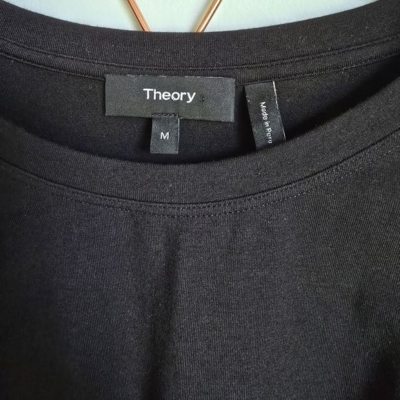 Theory Black Twist Knotted T-Shirt Knit Mini Stretch Dress Womens Size Medium - Picture 9 of 11